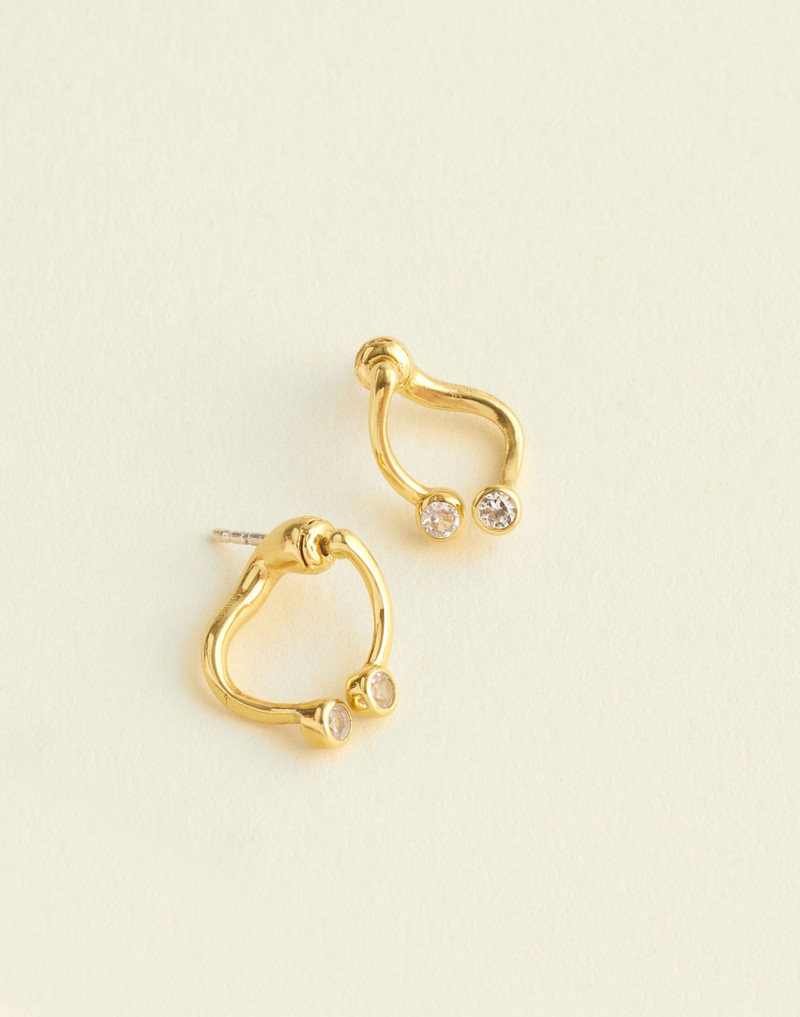 Demi-Fine Crystal Twisted Front-Back Earrings 1