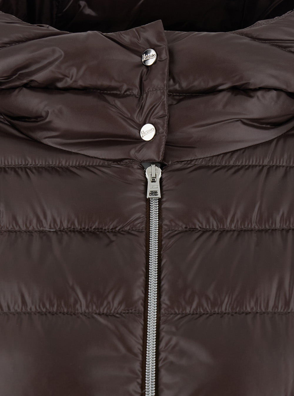 Herno Women Brown Cropped Down Jacket With Fixed Hood With Snap Buttons In Tech Fabric Woman - 3