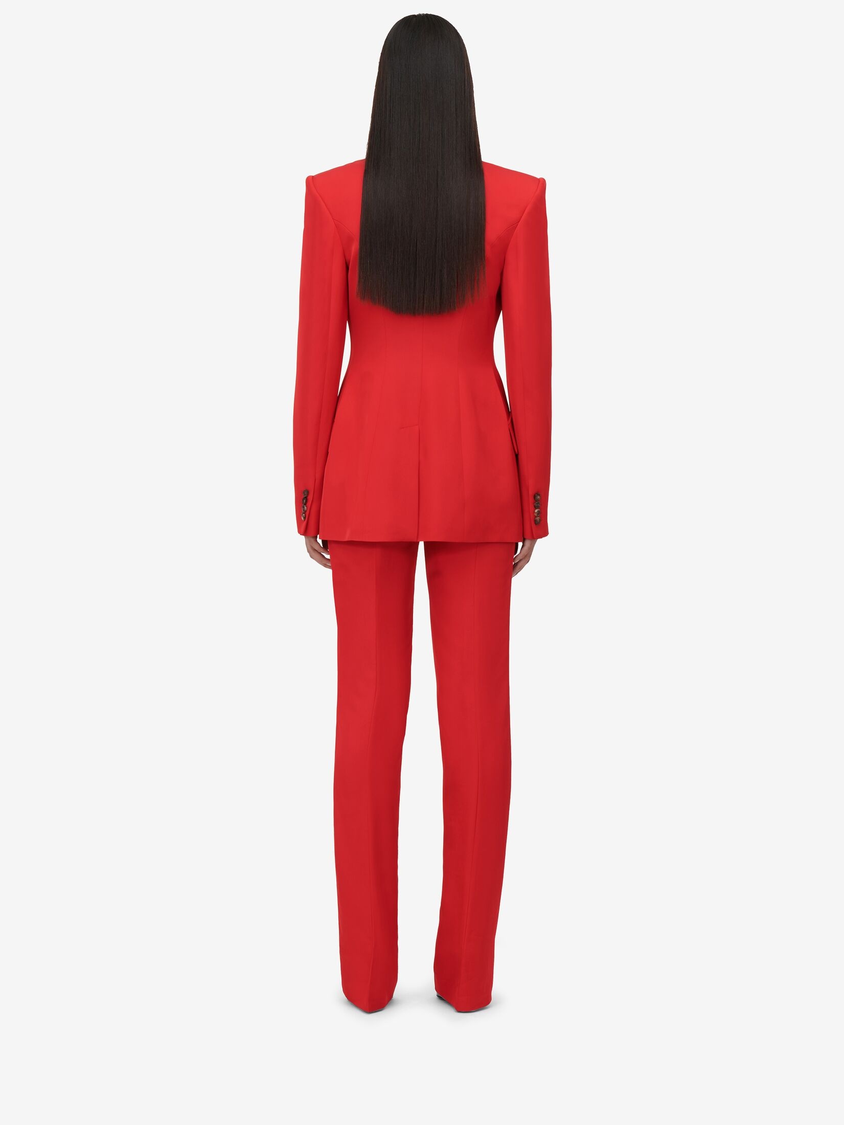 Women's High-waisted Cigarette Trousers in Lust Red - 4