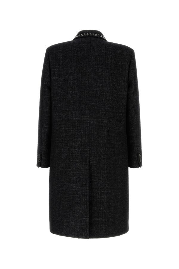 Valentino Garavani Man Melange Black Wool Blend Coat - 2