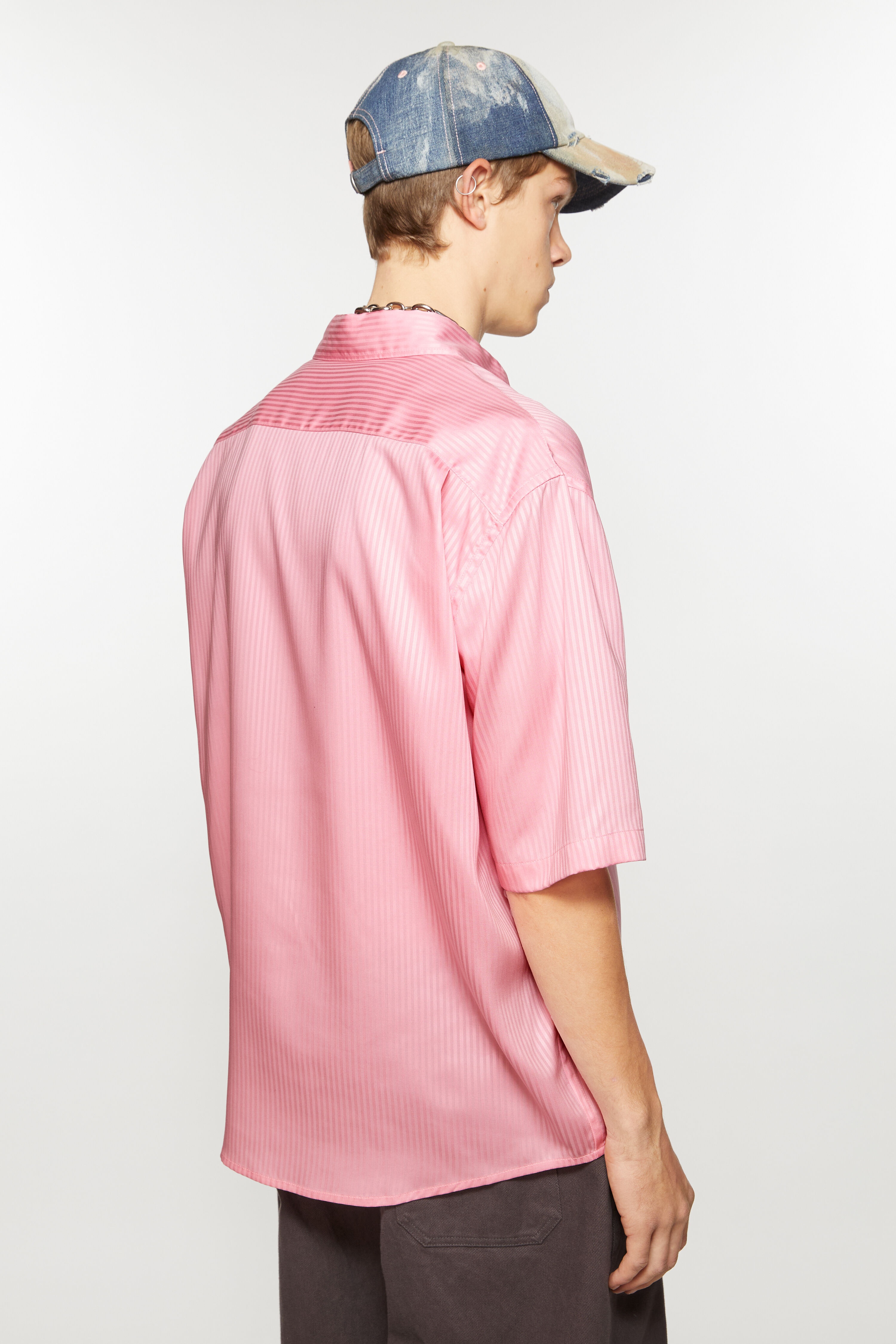 Stripe button-up shirt - Blush pink - 3