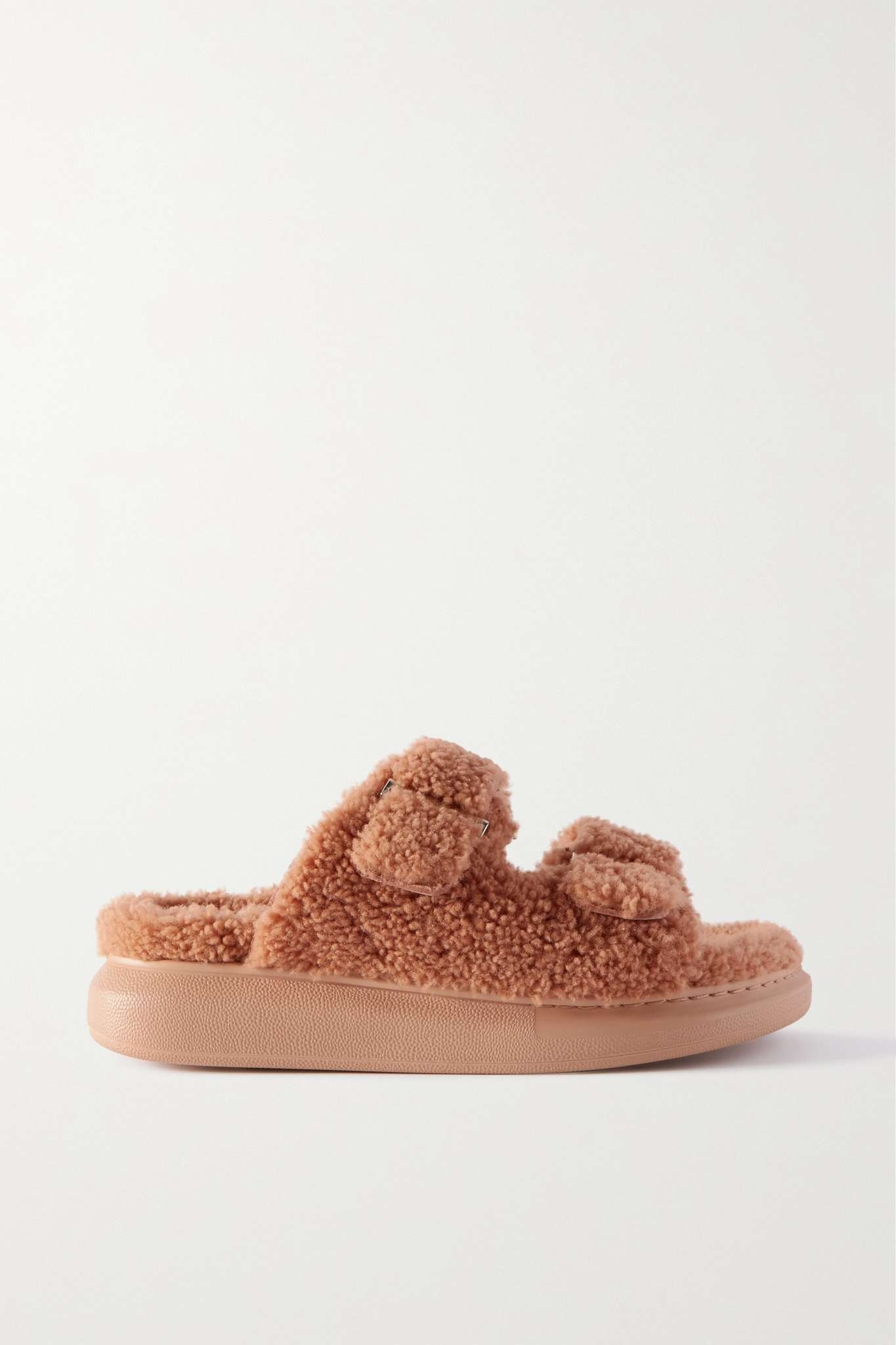 Shearling exaggerated-sole sandals - 1