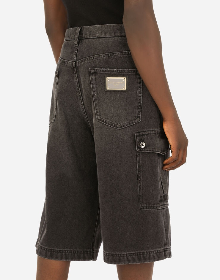 Washed black cargo shorts - 6