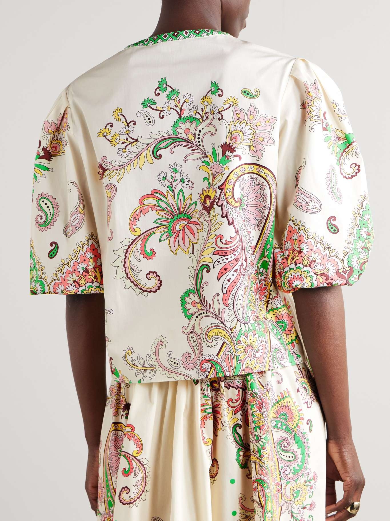 Printed cotton-poplin blouse White - 4