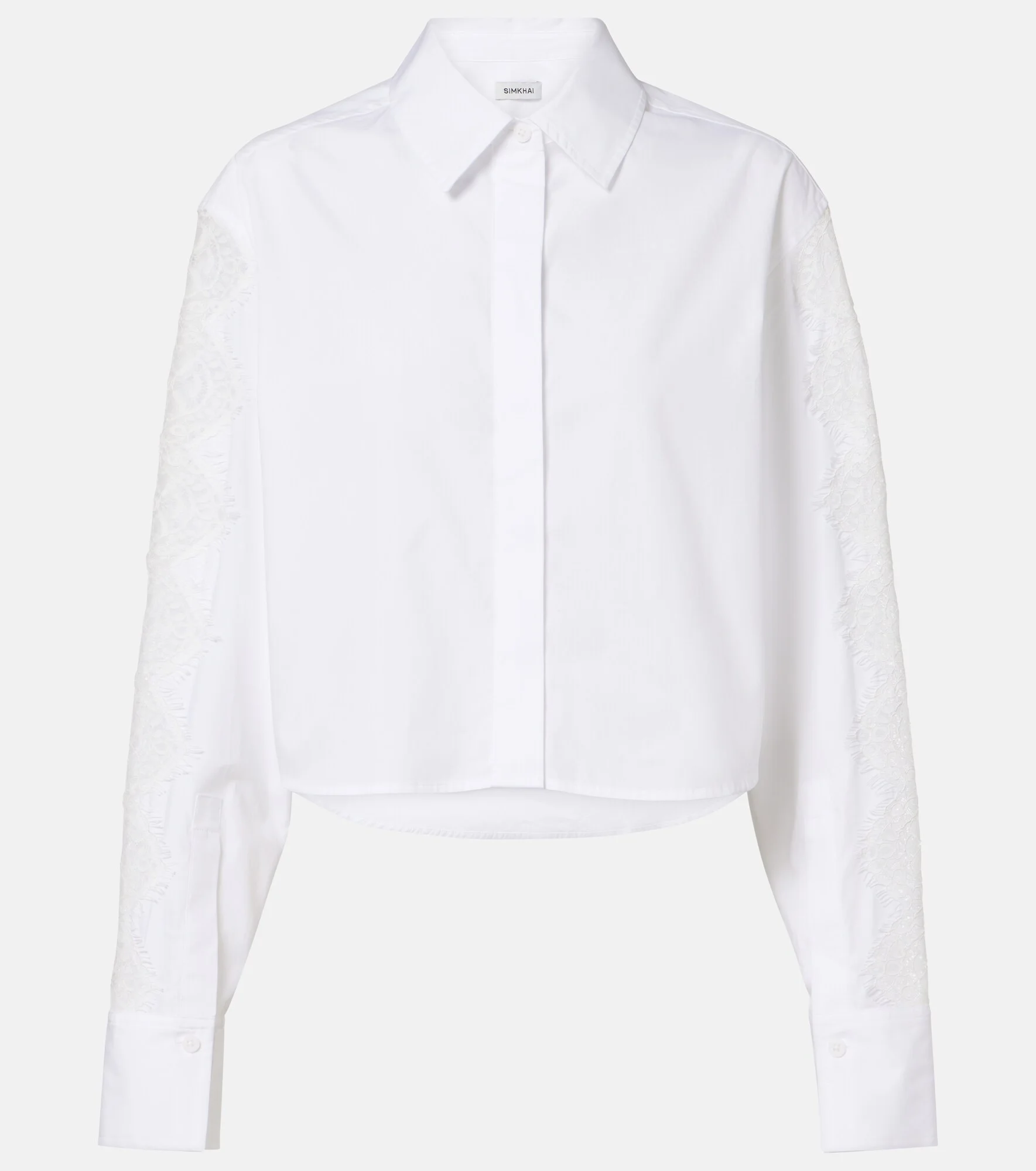 Lace-trimmed cotton poplin shirt - 1