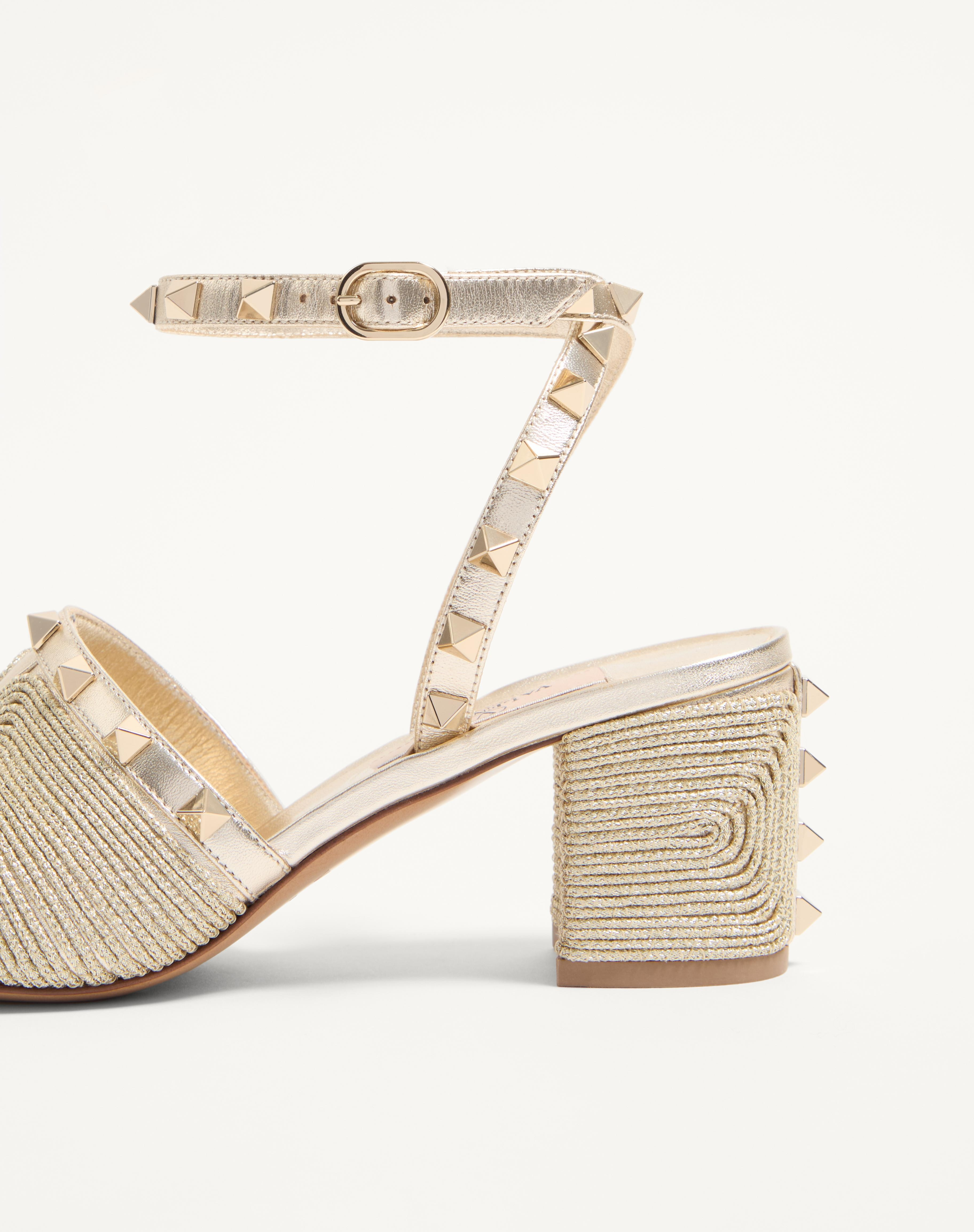 ROCKSTUD SANDAL IN LAMINATED NAPPA WITH CORNELY EMBROIDERY 60MM - 7