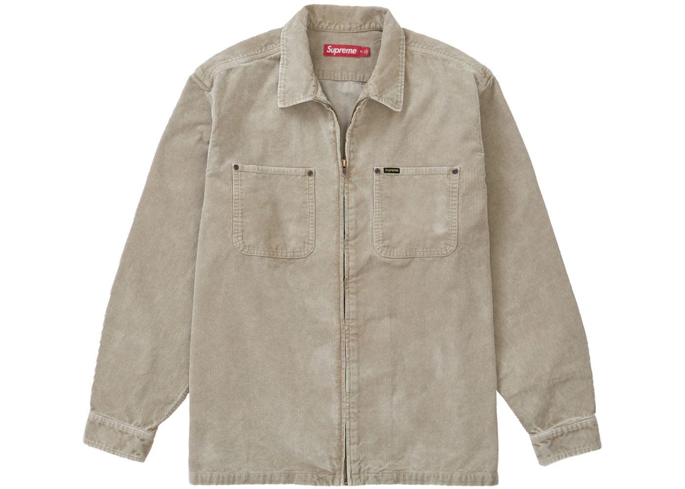 Supreme Washed Corduroy Zip Up Shirt Tan - 2