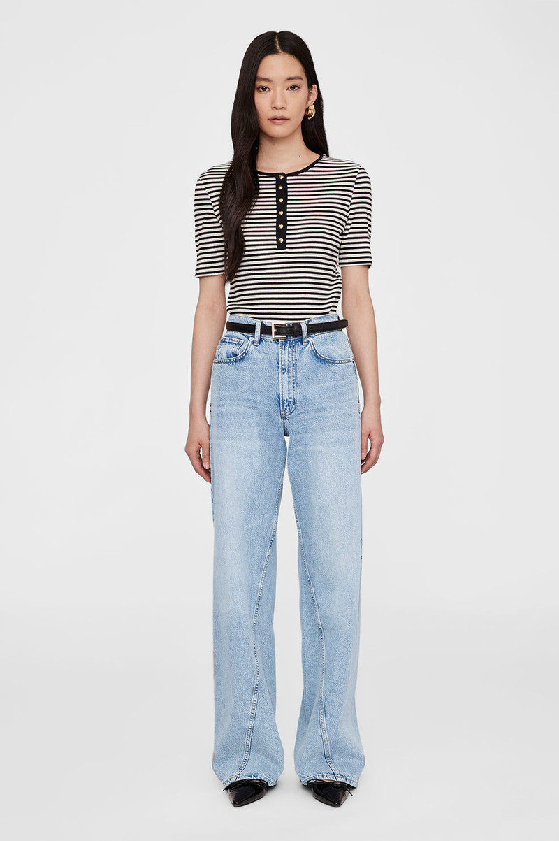 ANINE BING Alessia Tee - Cream And Black Stripe outlook