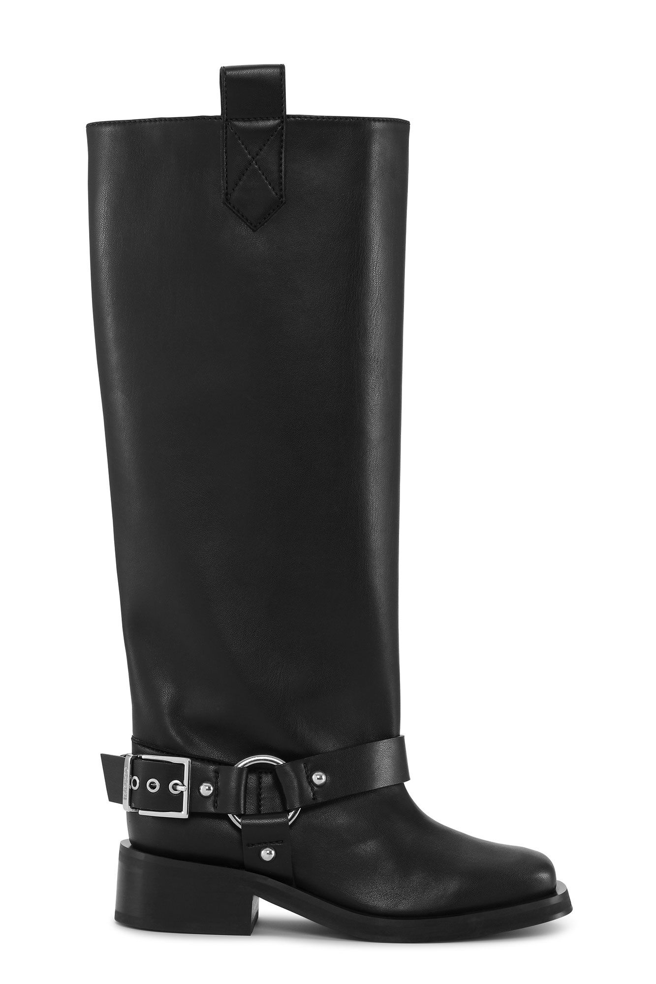 BLACK UNDER-KNEE BIKER BOOTS - 1