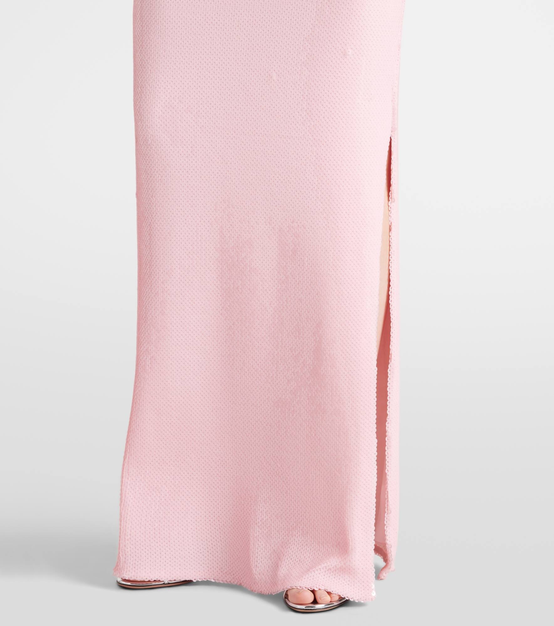 Floral appliqué sequined gown - 5
