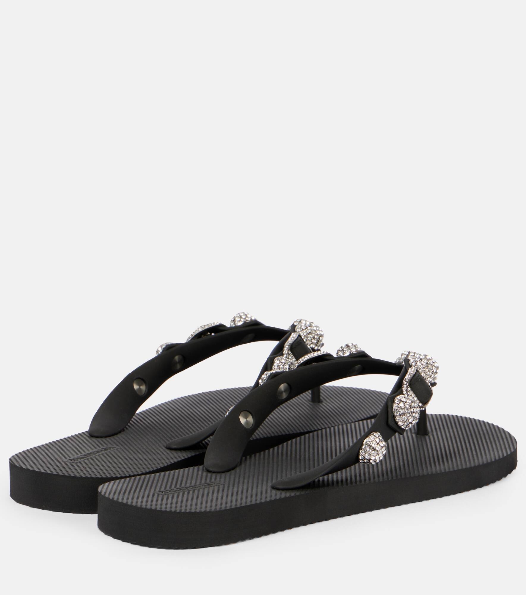 【BALENCIAGA】 Cagole crystal-embellished thong sandals Cagole crystal-embellished thong sandals in black