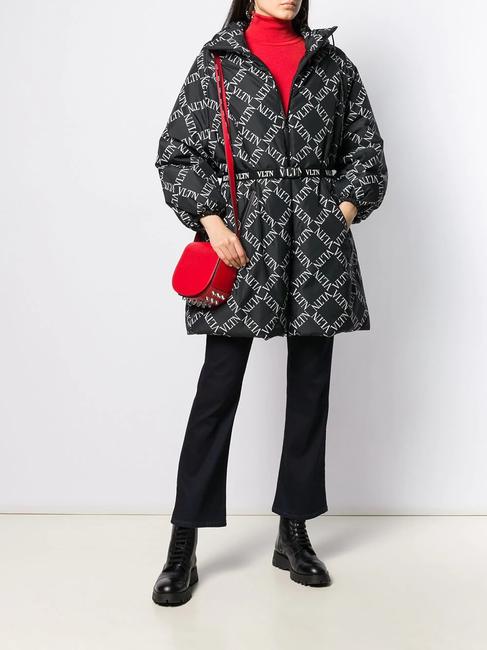 logo print padded coat - 2