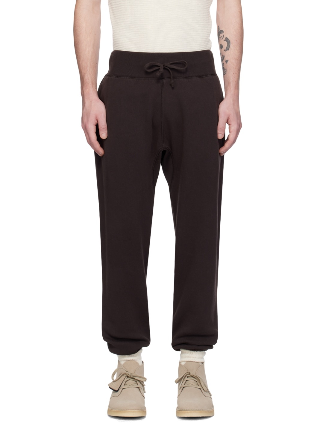Black Garment-Dyed Sweatpants - 1