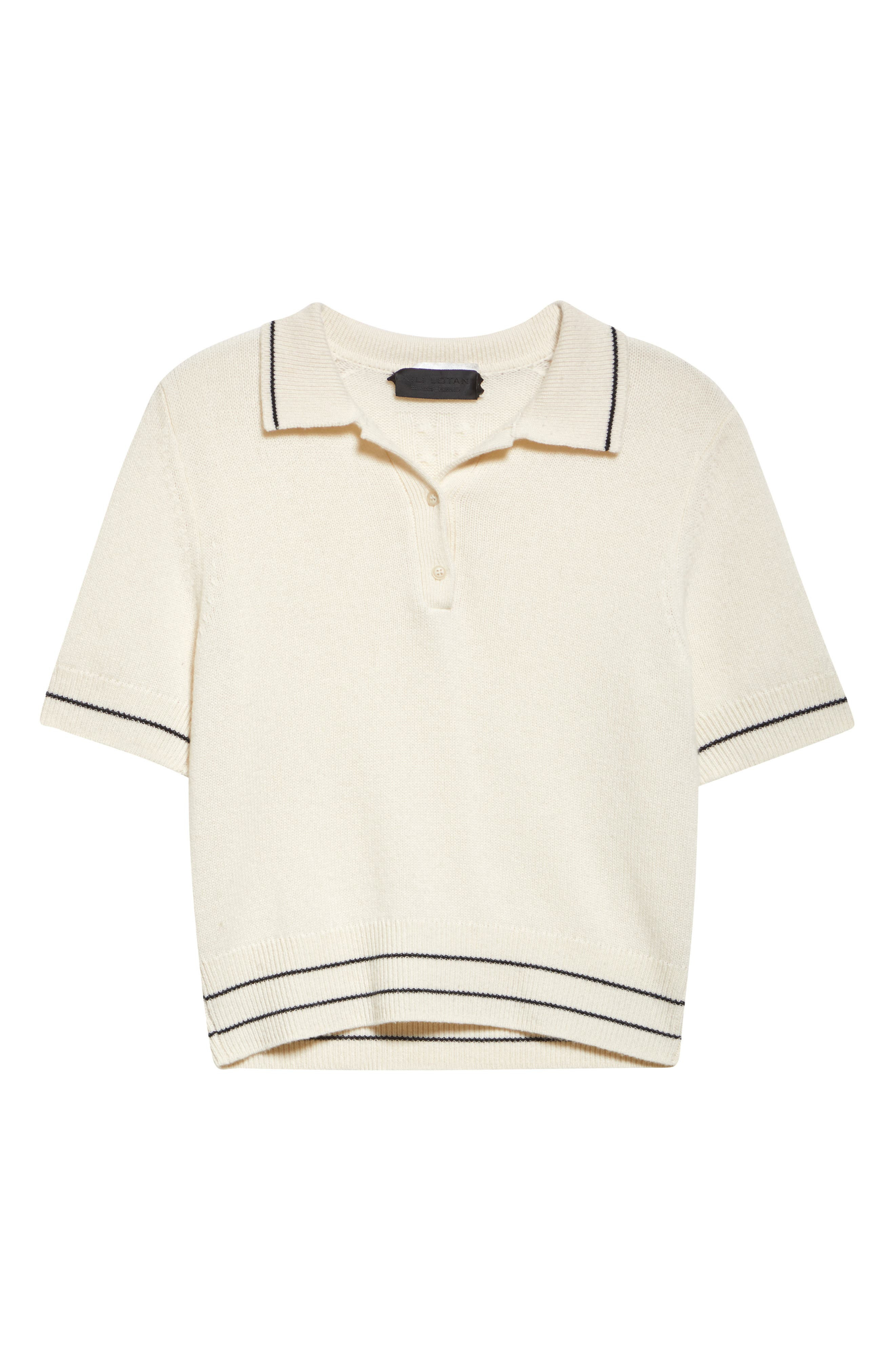 Nili Lotan Carline Cashmere Polo Sweater in Ivory/Black at Nordstrom - 6