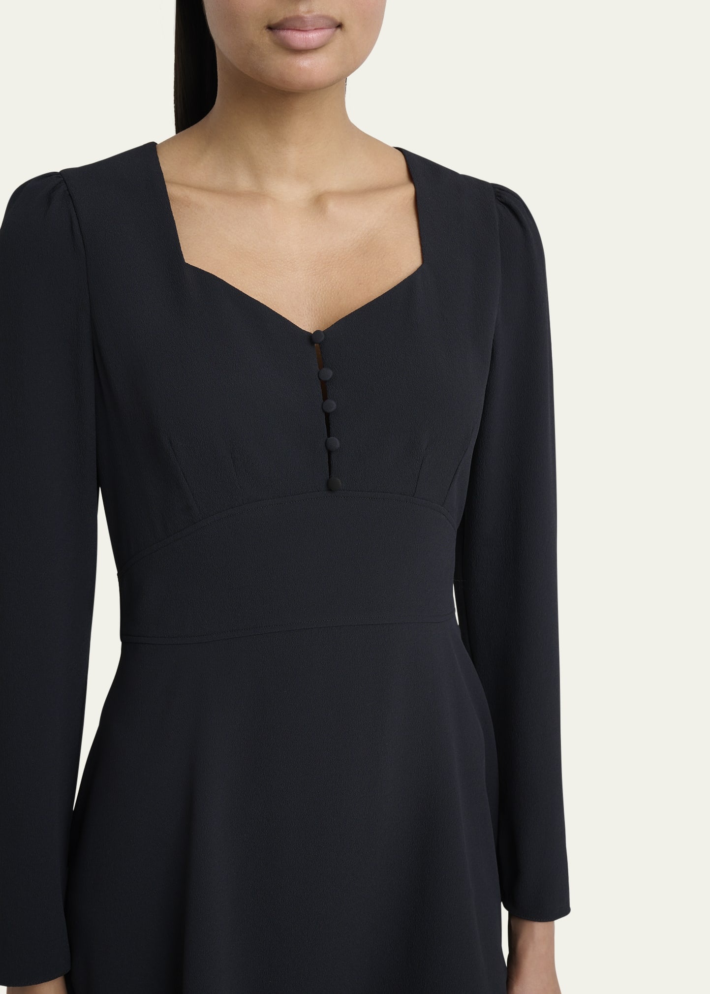 Button-Front Long-Sleeve Mini Dress - 5