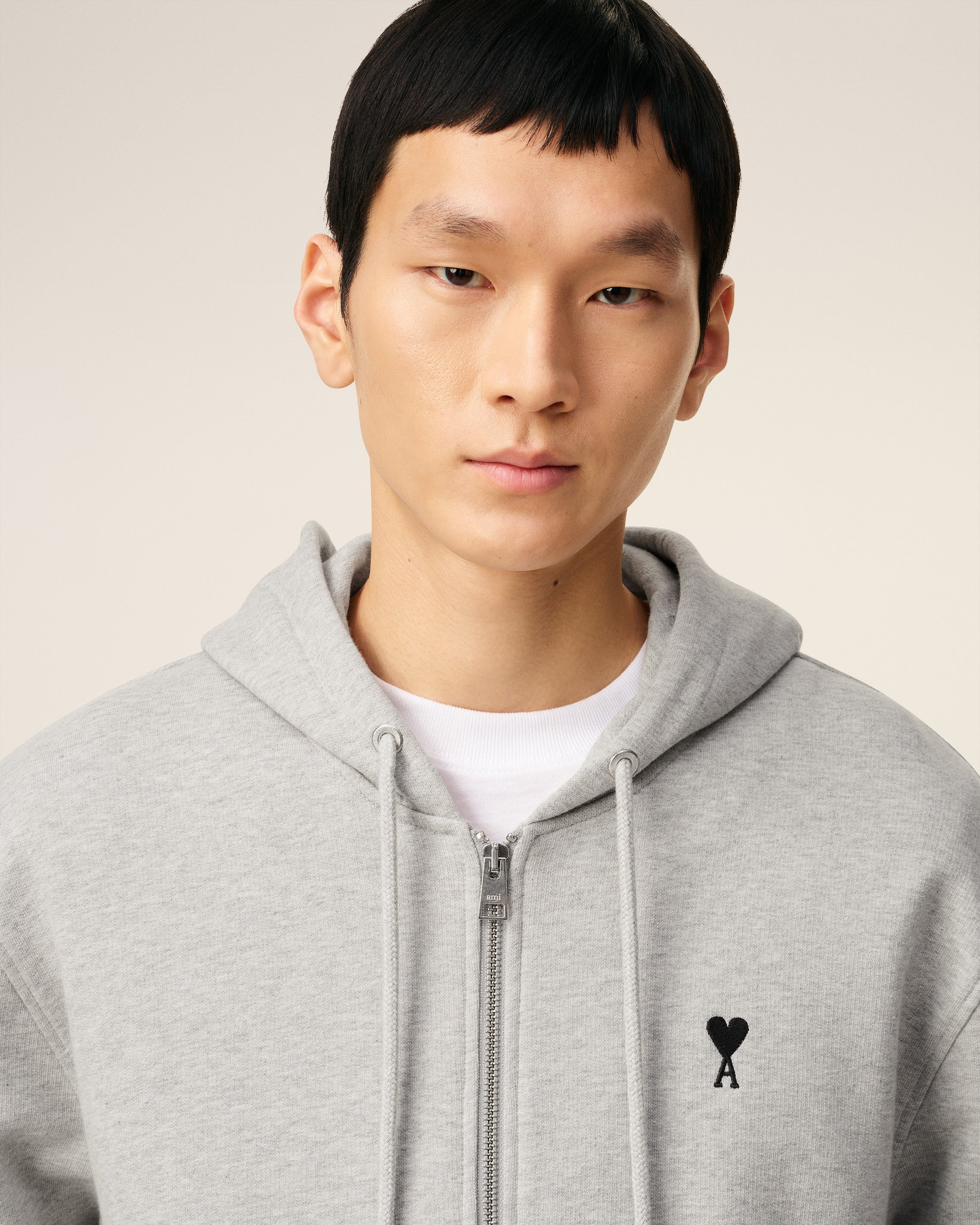 GREY COTTON ZIPPED AMI DE COEUR HOODIE - 4