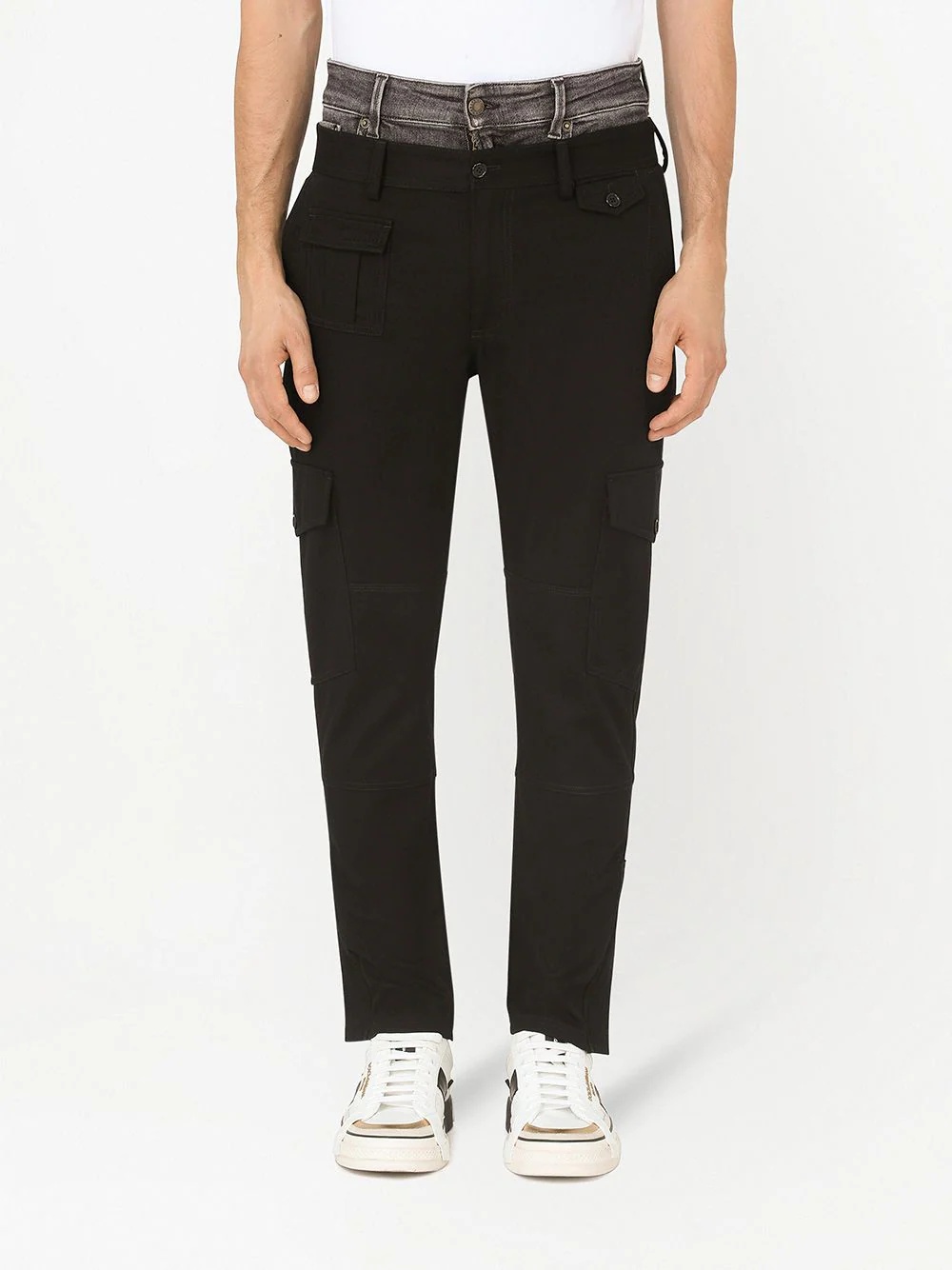 double-waist straight-leg trousers - 3