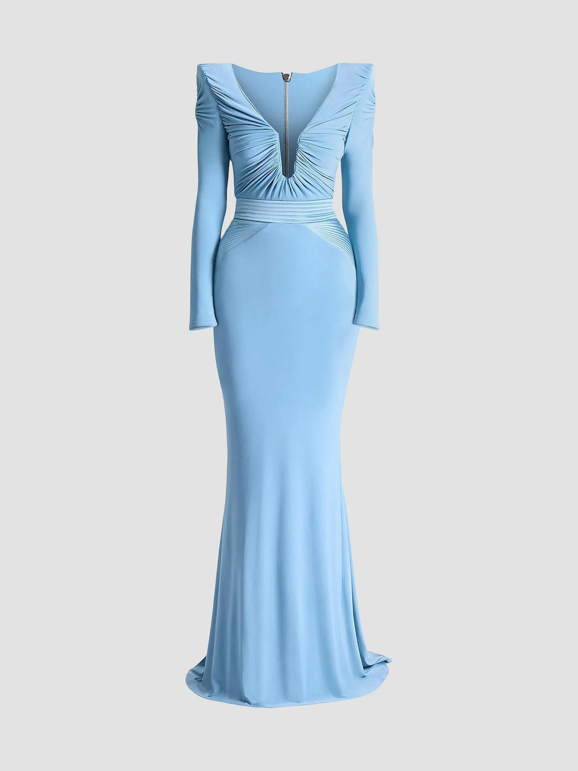 Women's The Bloom Gathered Jersey Gown - Dusty Blue - 1