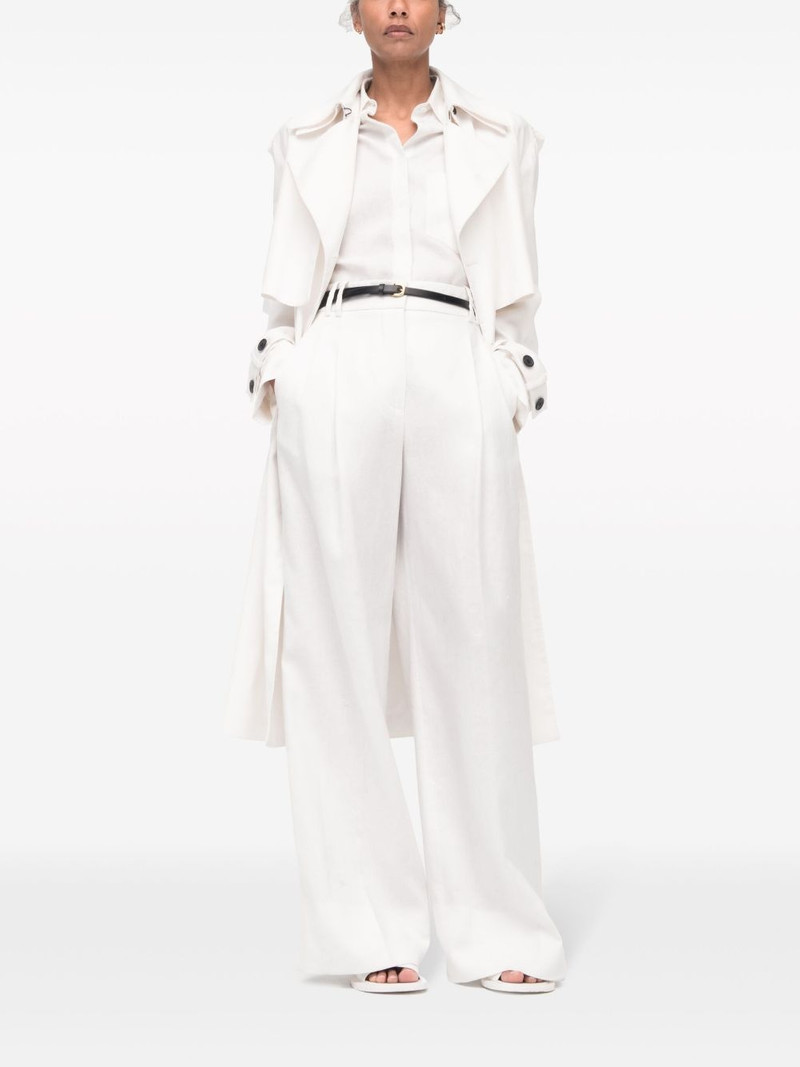 Another Tomorrow wide-leg pleated linen trousers outlook