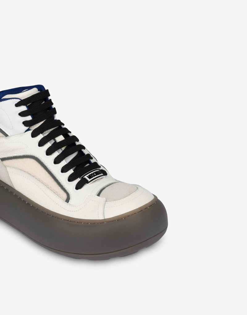 HIGH-TOP SNEAKERS IN MESH, CALFSKIN, AND SUEDE 3