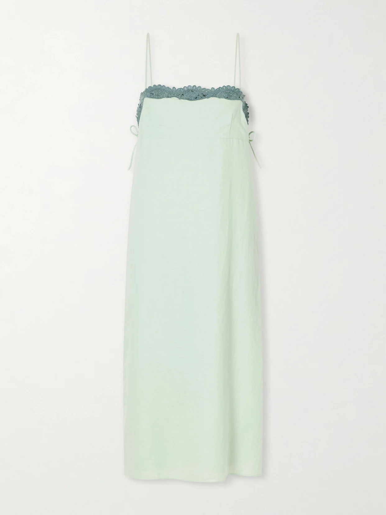 Darya Lace-trimmed Linen And Cotton-blend Midi Dress - 1