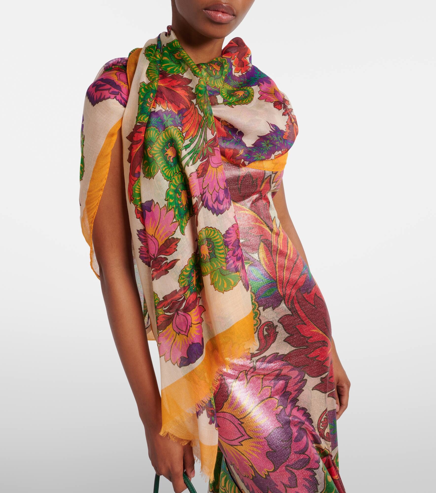 Logo floral twill scarf - 2