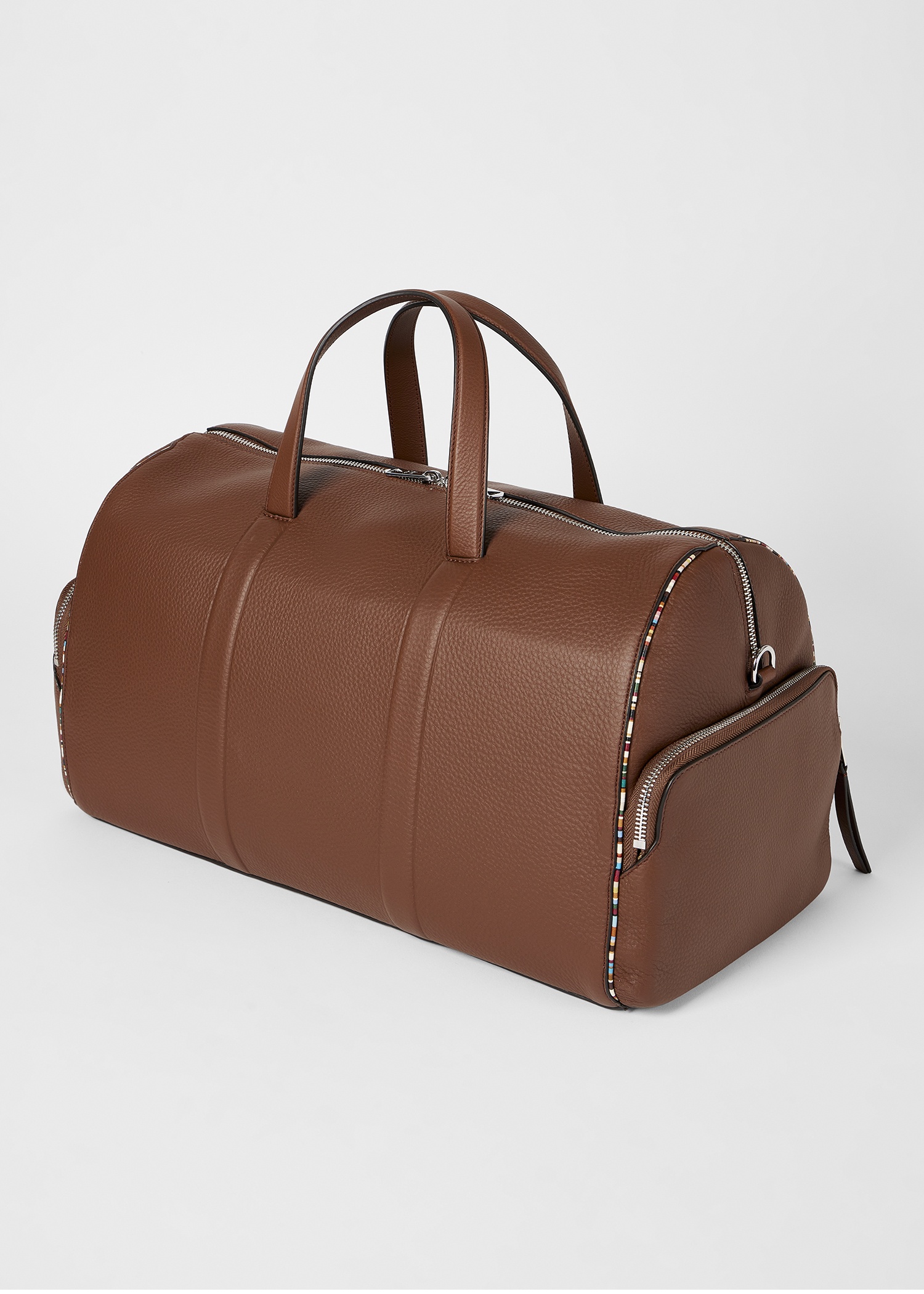 Tan Leather 'Signature Stripe' Piping Holdall - 3