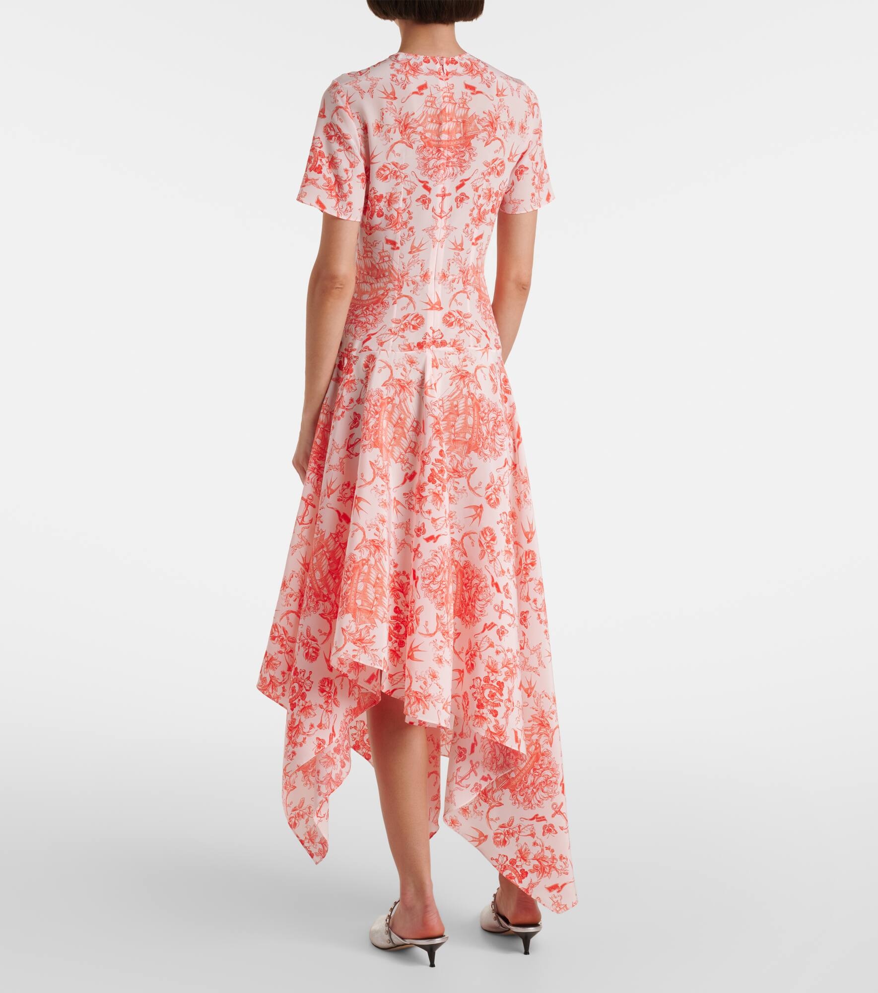 Printed silk crêpe midi dress - 3