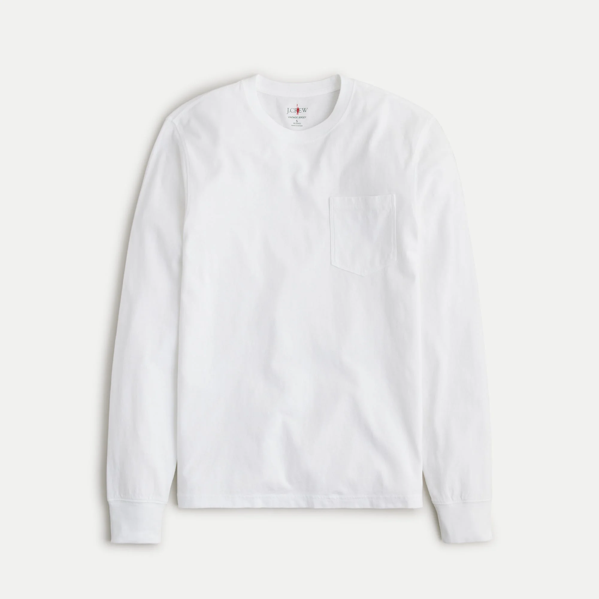 Long-sleeve vintage-wash cotton pocket T-shirt - 1