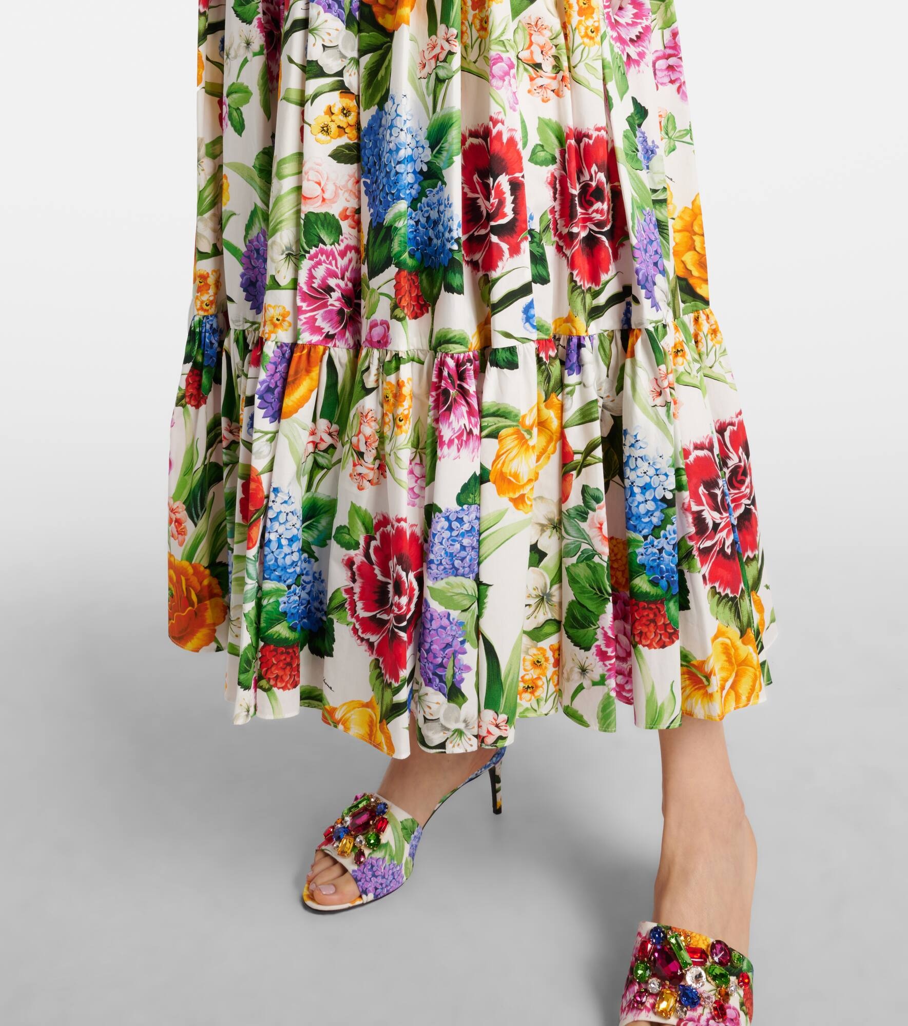 Floral pleated cotton bustier dress - 5