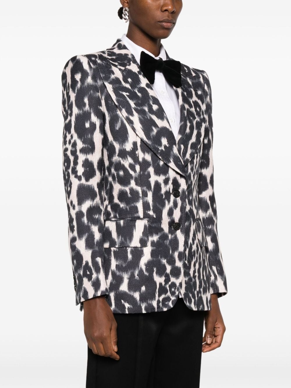 leopard-print blazer - 3