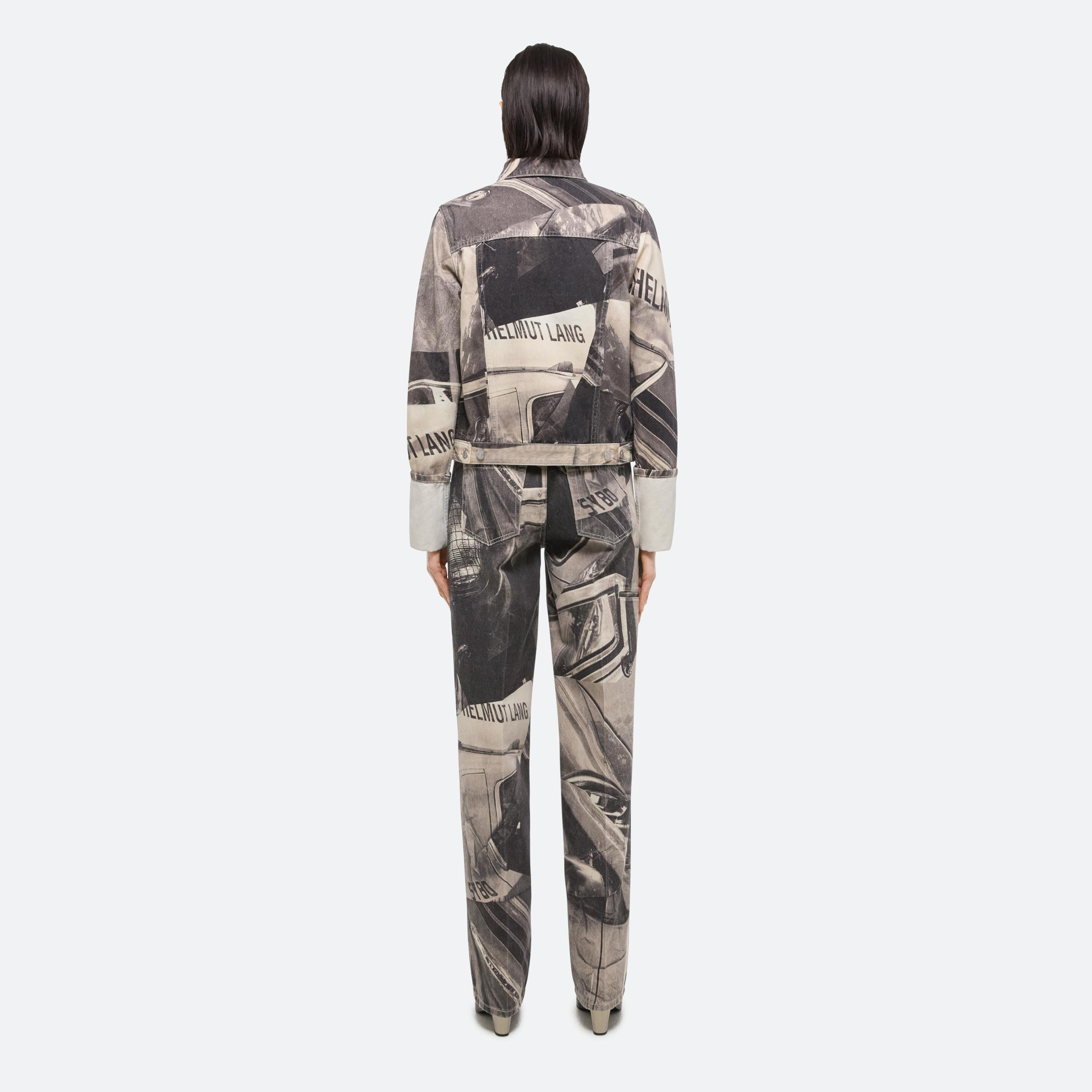 CUFFED PRINTED DENIM TRUCKER JACKET - 5