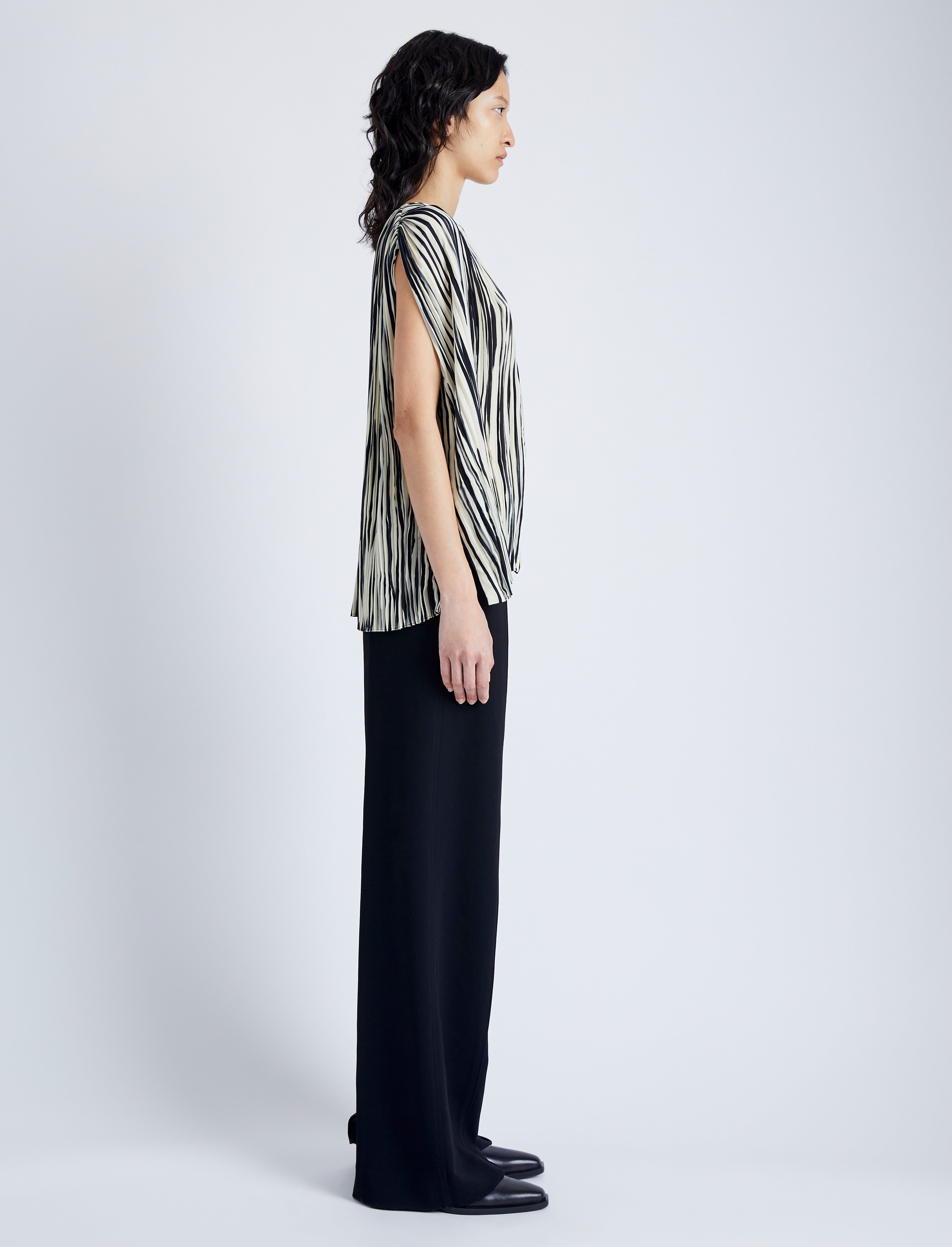 Wade Top in Printed Sheer Pleated Chiffon - 4