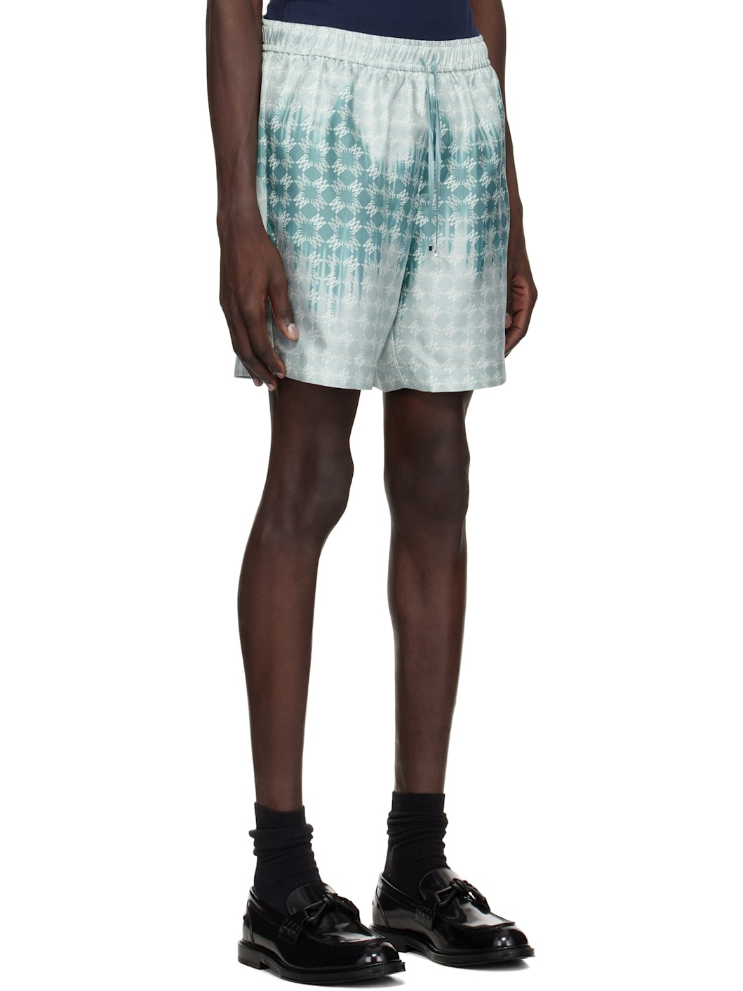 Blue 'MA' Quad Bleached Shorts - 2