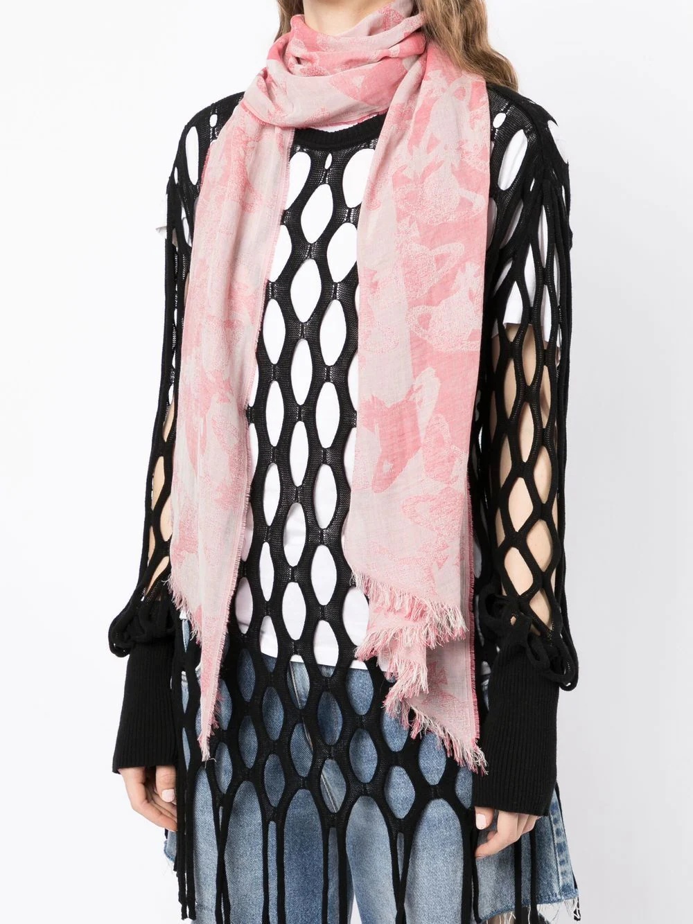 Orb-print fringed scarf - 2