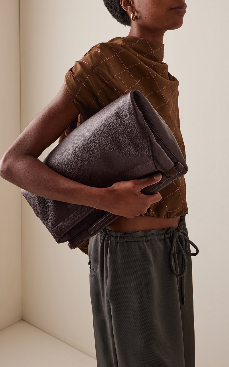 Janessa Leoné Auden Convertible Leather Clutch burgundy outlook