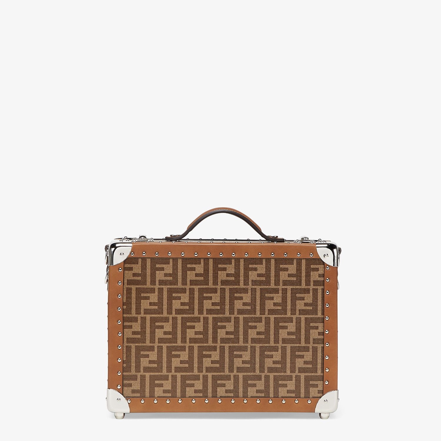 Brown fabric suitcase - 1