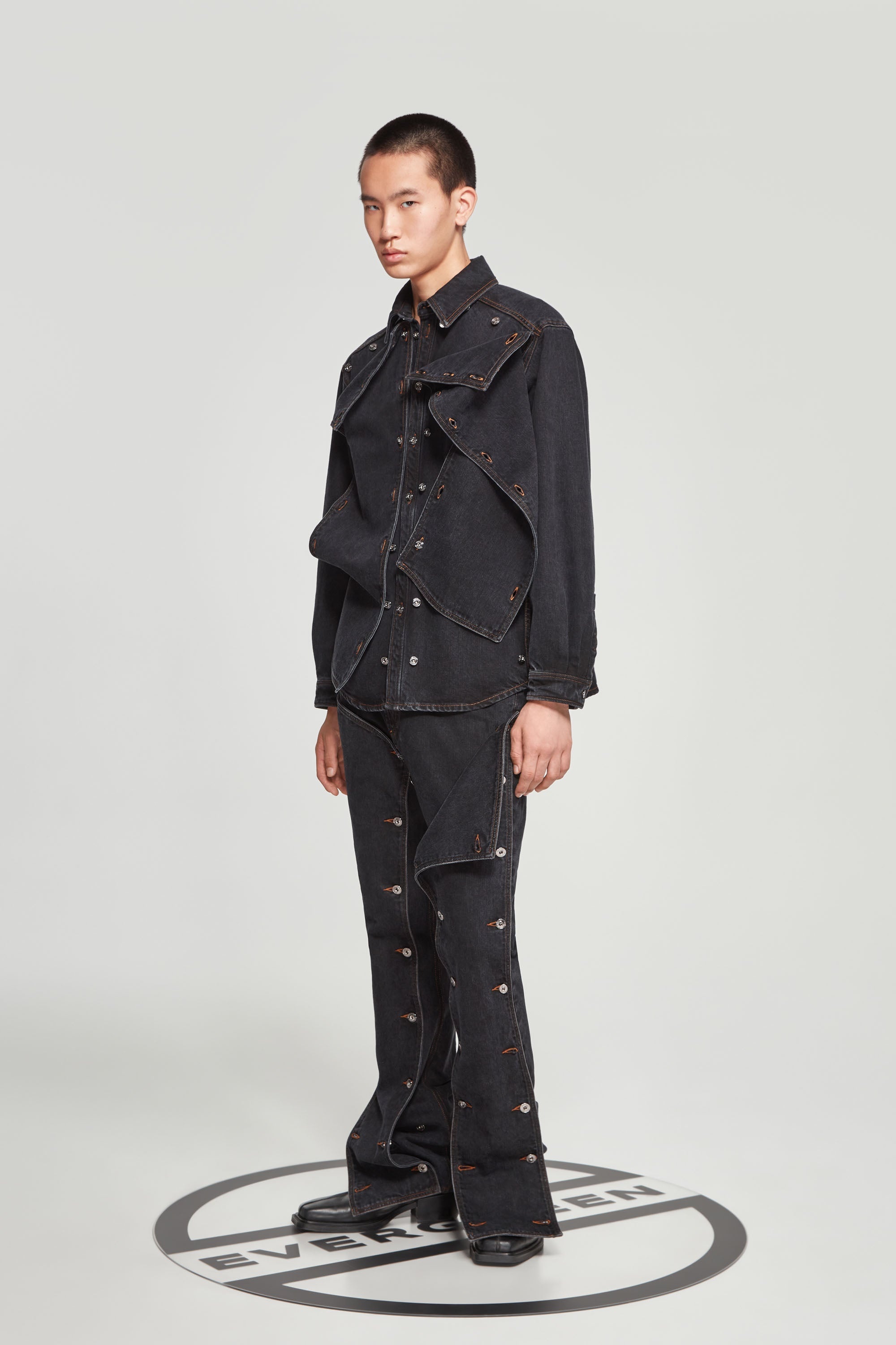 Classic Button Panel Denim Shirt - 6