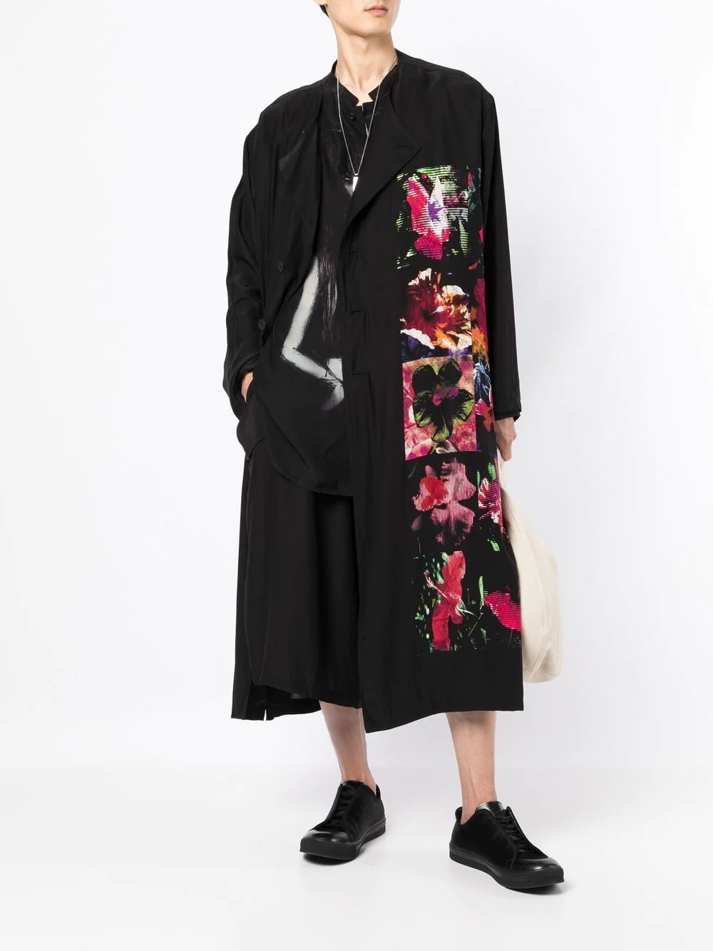 floral-print silk coat - 2