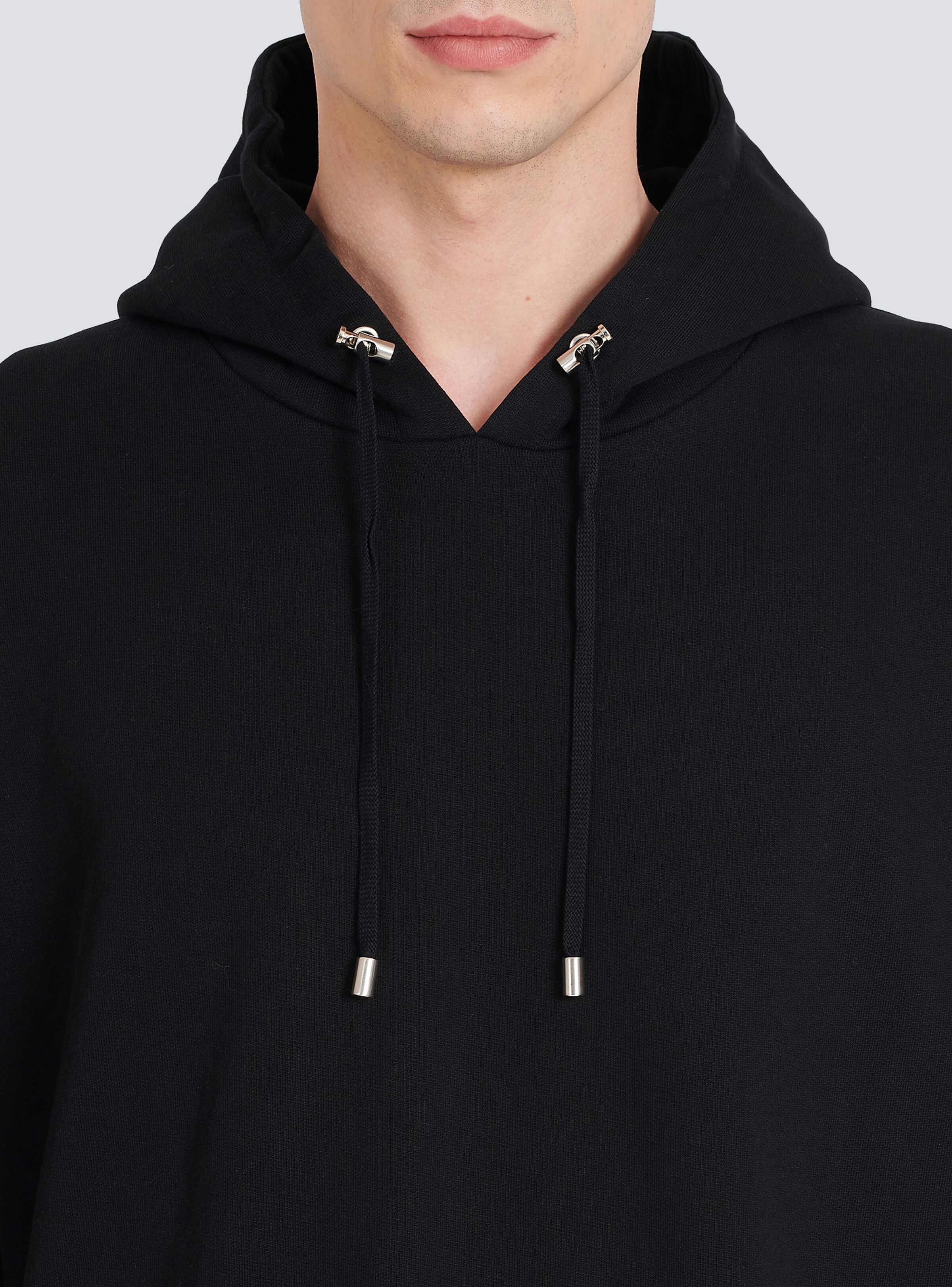 Oversized eco-designed cotton hooded sweatshirt with  Balmain logo print - 7