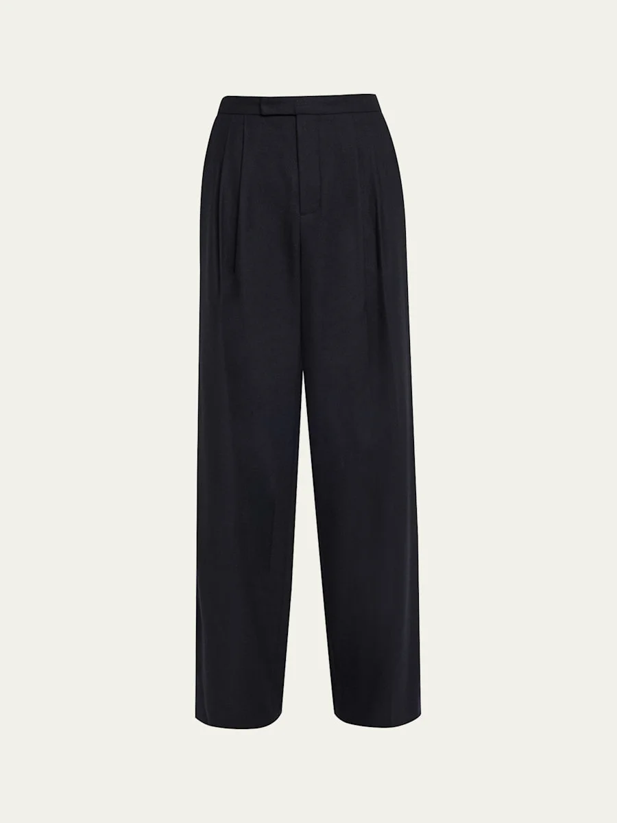 Pleated Mid-Rise Wide-Leg Trousers - 1
