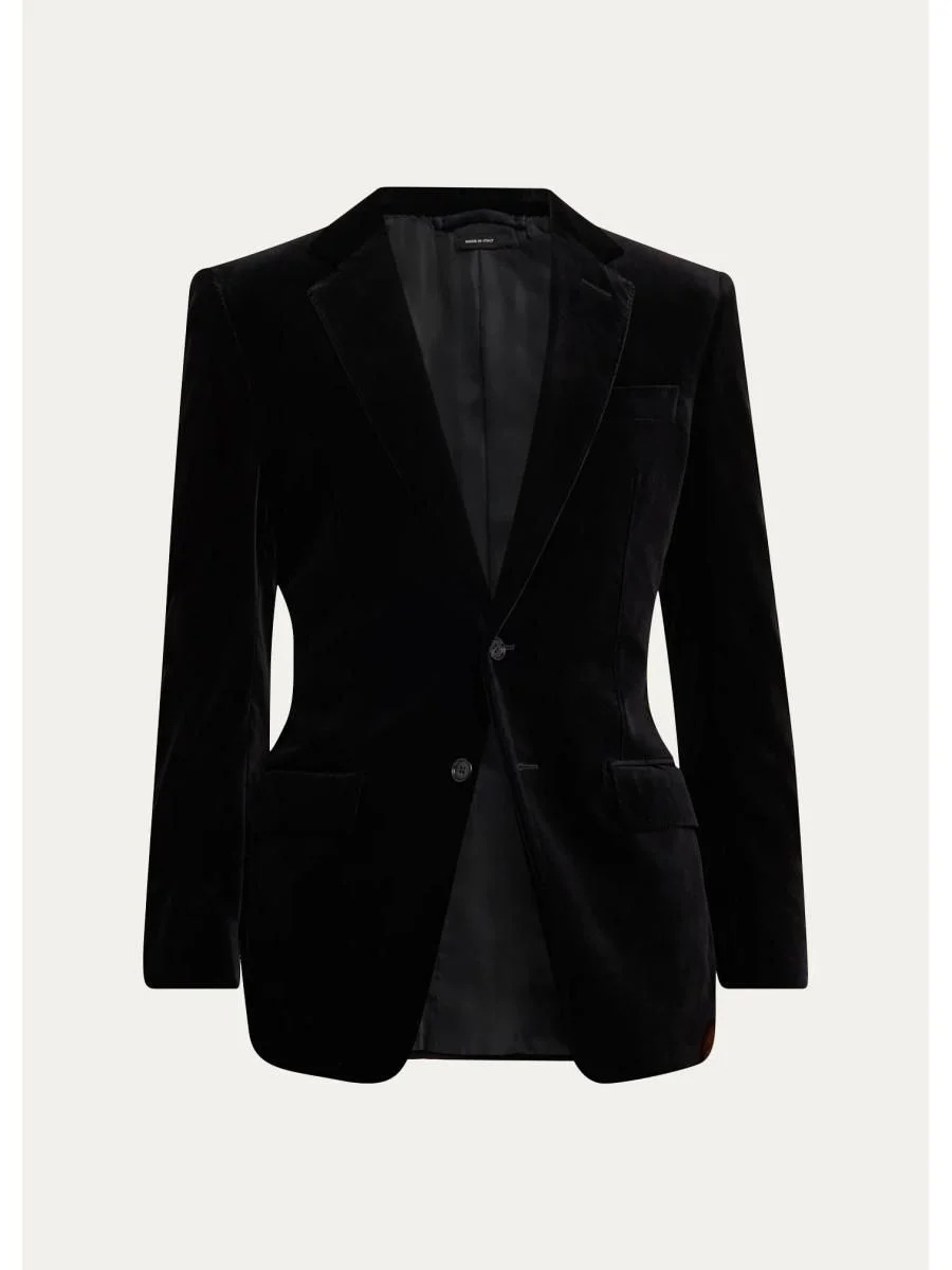 Men's Cotton Velvet Pipe-Trim Patch Pocket Blazer - 1