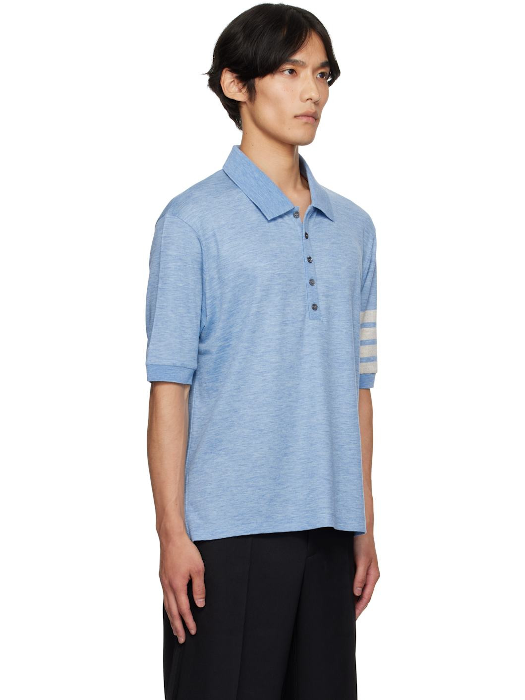 Blue Wool Jersey Polo - 2