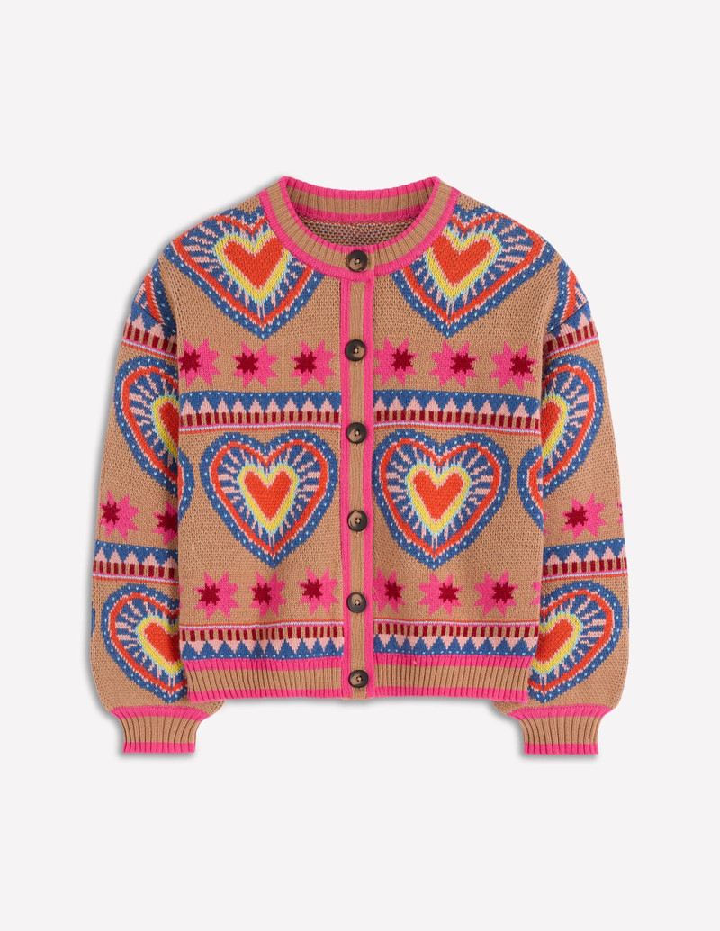 Abi Jacquard Cardigan-Camel Melange, Hearts 6