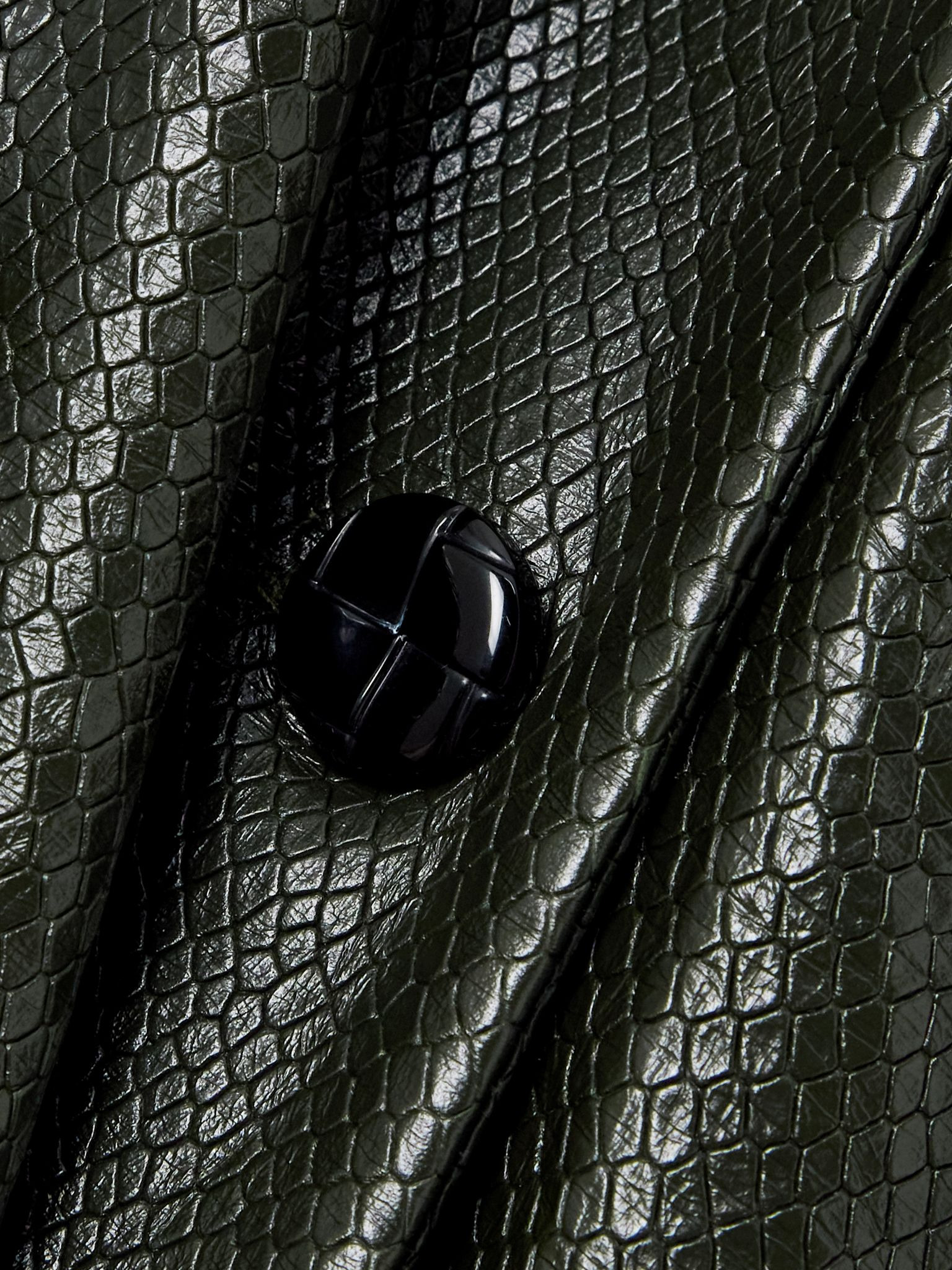Emera double-breasted snake-effect leather blazer Green - 4