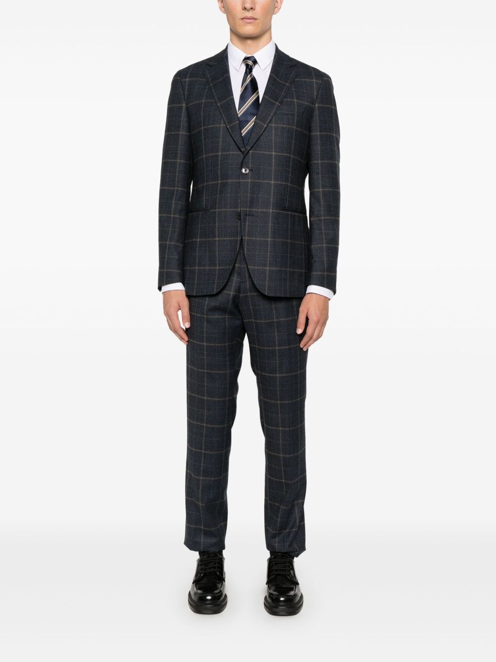 checked stretch-wool suit - 2
