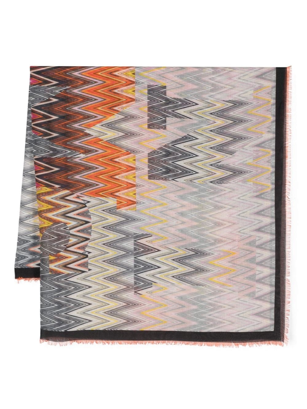 zigzag-print frayed scarf - 1
