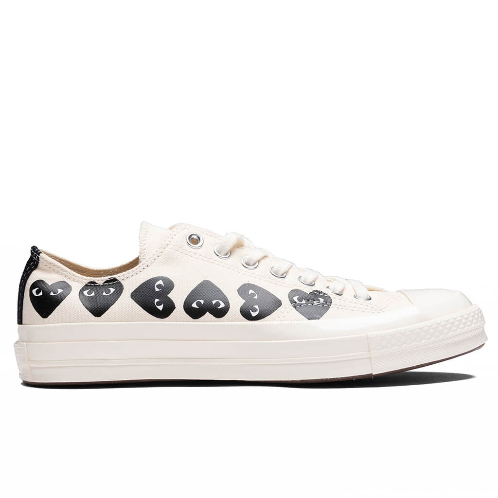 CONVERSE X COMME DES GARCONS PLAY ALL STAR CHUCK '70 OX MULTI HEART - MILK/BLACK - 1