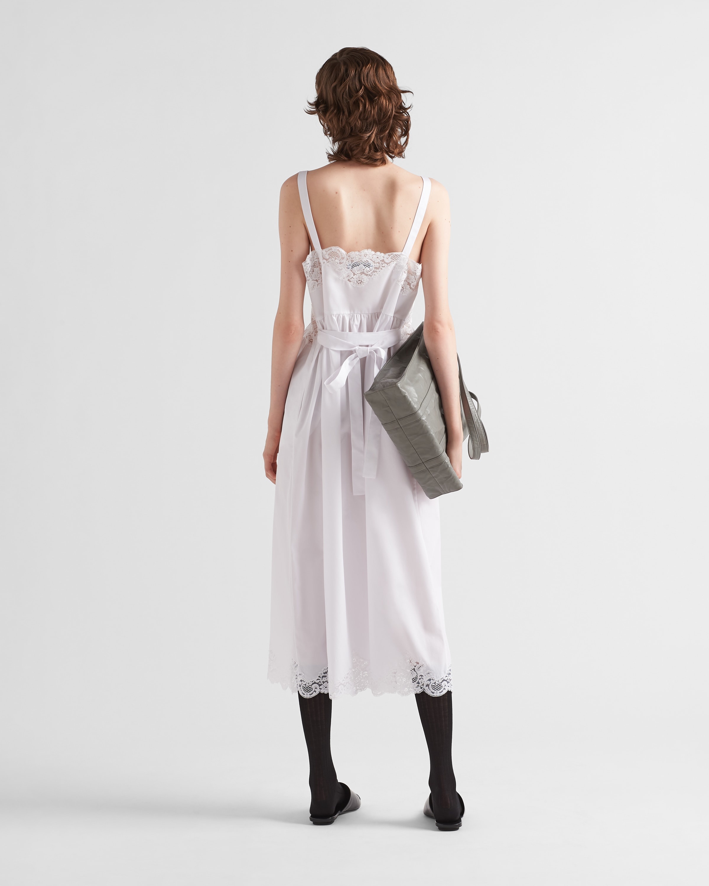Embroidered poplin and lace dress - 5