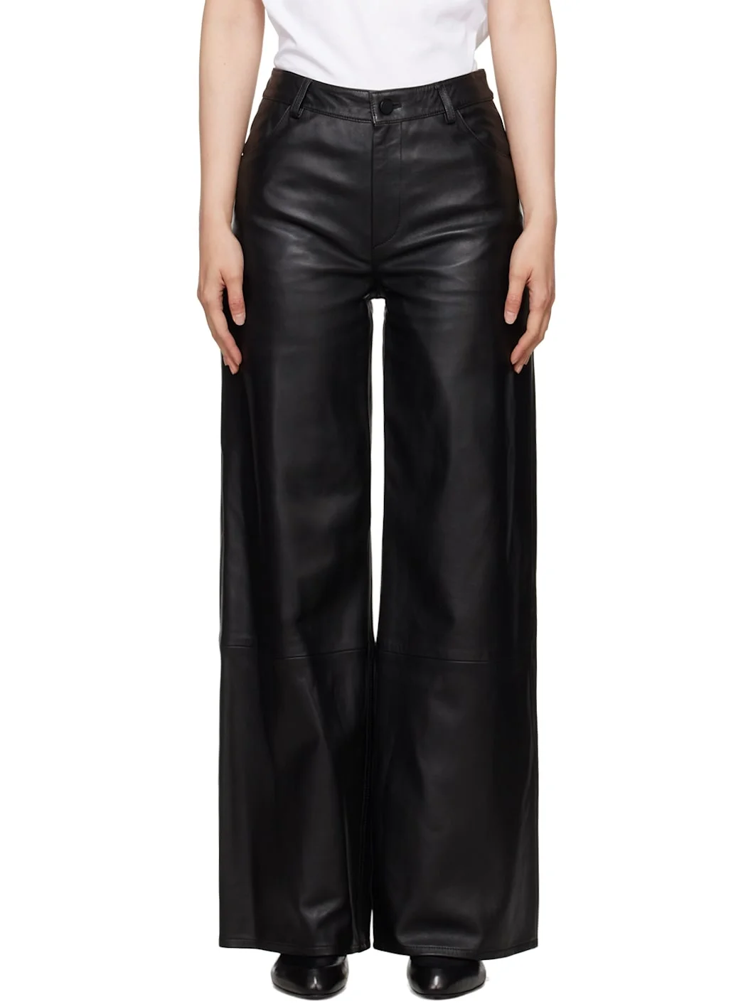 Black Figari Leather Pants - 1